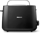 Philips Tostadora de pan 2 Ranuras, 8 Ajustes, Calientabollos, Negro | Rejilla calientabollos, 2 ranuras, 8 ajustes, descongelación, elevación alta, apagado auto (HD2581/90)