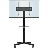 BONTEC Soporte TV Ruedas para Televisión de 23 a 60 Pulgadas, Soporte de Pie para TV Móvil con Estante para Portátil y Altura Ajustable, hasta 25 kg, Máx. VESA 400x400 mm