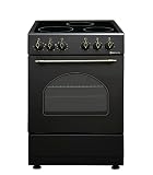 COCINA VITROCERÁMICA VTC50NEGRA CON HORNO ELECTRICO SOLTHERMIC NEGRA RÚSTICA ACABADOS DORADOS/50 CM ancho, 3 FUEGOS/HORNO ELECTRICO