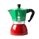 Bialetti - Moka Induction, 6 Tazas (270 ml / 9.1 fl oz), Apta para todo tipo de placas de cocción, Tricolor
