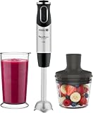 Moulinex QuickChef, Batidora Mano 1000W 10 Velocidades Turbo Picadora | Con 10 velocidades, función turbo, protector antisalpicaduras, picadora 500 ml y vaso 800 ml DD6578