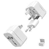 Adaptador Enchufe Universal, Adaptador Universal para EU, Reino Unido, Americano, Canadá, Australia& 150+País(Blanco)