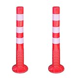 ADO - Pilona bolardo poste señalizacion trafico de plástico poliuretano naranja de gran frexibilidad para trafico (2- Pilonas)