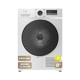 EVVO Secadora Bomba de Calor Nature S8-8kg Capacidad, Eficiencia Energética D, Sensor De Humedad, Antiarrugas, 16 Programas, Luz Interior, Fácil Instalación, Blanco