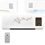 VCYEX Aire Acondicionado Frio Calor 2 En 1 Montado En La Pared, Sistema De Refrigeración Y Calefacción Ventilador Calefactor para Dormitorito, Garaje Y Uso Interior White Red,55 * 24 * 12cm