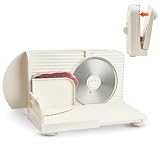 VEVOR Cortafiambres Eléctrico 180 W, Cortadora de Fiambre con Cuchilla Afilada de 170 mm, Velocidad de Corte de 60 a 90 RPM, Grosor Ajustable de 0 a 15 mm, para Carne Congelada, Jamón, Baguette