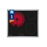 Balay, Placa Vitrocerámica, Control Deslizante, 3 fuegos, Negro, 3EB715XR | 60 cm de ancho, 17 niveles, Función memoria,Zona gigante doble de 21/28 cm.