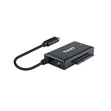 TOOQ TQHDA-02C - Adaptador USB 3.0 USB-C a SATA para Discos Duros de 2.5” y 3.5”, con Alimentador, Color Negro