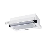 CATA TFB-5160 WH Campana Extractora Telescópica de 60 cm, 300 m³/h, 2 Velocidades, Control Mecánico, Motor de 65 W, Tira LED, Filtros Lavables, Clase C, Blanco