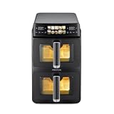 Freidora de Aire Doble Cesta 10L (5L+5L) – Air Fryer Sin Aceite 2600W con 2 Cestas Independientes, Pantalla Táctil, Ventana e Iluminación – PRIXTON