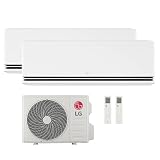 LG Aire Acondicionado Dual Split DualCool Deluxe WiFi 9000 + 9000 Btu, Climatizador con Bomba de Calor Inverter R32, A+++/A++, 2 Unidades Interiores y 1 Exterior, Blanco