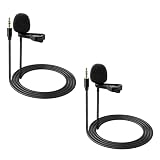 NEEWER 2 Pack Micrófono Lavalier de Solapa, cm5 | Compatible con DJI Wireless Micrófono Transmitters Rode, Omnidirectional CoNDenser, Wired, para Stage, Youtube, Streaming