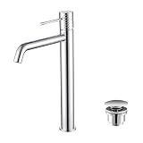 IMEX - Grifo monomando con caño alto para lavabo con tecnologia la apertura en frío - Monomando alto para Lavabo Sobre Encimera - Tipo Bol - Grifería Moderna, Válvula Incluida - Cromo Pulido