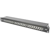 DIGITUS Panel de conexiones – Cat-6A – 19 pulgadas, 1U – 24 puertos RJ45
