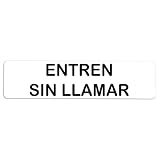 Becral® - Señal adhesiva de PVC ENTREN SIN LLAMAR | Placa puerta PVC BLANCO | Señal informativa | Cartel Puerta 200X50mm