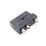 JZK Scart a 3 Conectores RCA Phono y S-Video Adaptador, Conector Scart Macho a 3 RCA Hembra con convertidor Entrada/Salida conmutable, Conector AV Audio, Video para TV, DVD, VCR, Consolas Juegos