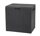 Keter City Box - Arcón exterior, Baúl almacenaje, Capacidad 113L, Resina, Color Gris, Ordenación jardín y terraza, 44 x 58 x 55 cm