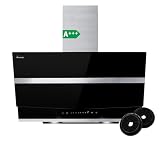 Campana Extractora 80 cm | Campana de Pared Inclinada | acero inoxidable | vidrio negro | apagado automático | Funcionamiento táctil | HERMES8005S