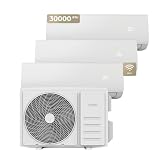 EVVO Aire Acondicionado Split Multi 3x1 Clima WiFi, Blanco | Unidades de 9000, 9000 y 12000 BTU, Sistema Inverter, Bomba de Calor, Deshumidificador y Control Remoto