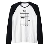 Em7 Guitarra Acorde Instrumento Musical TAB Guitarrista Camiseta Manga Raglan
