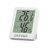 GRIFEMA GA2902, Pequeño Higrómetro Digital Termómetro Interior, Digital Medidor de Humedad, Adecuado para invernaderos, viveros, bodegas, termómetro para reptil, Blanco