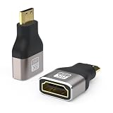 vgggrd 2 Piezas 8K Adaptador Mini HDMI a HDMI, Micro HDMI Macho a HDMI Hembra Soporte HDR10+, 3D, 2.1 2.0A/B, 1.4A(Gris)