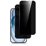 ZGCE 2 Piezas Protector Pantalla Privacidad para iPhone 16, iPhone 15 (6,1 Pulgadas), Cristal Vidrio Templado Antiespía