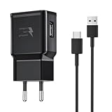 Cargador rapido Tipo C Carga para Samsung Galaxy S22 S21 S20 S10 S9 S8 A90 A80 A73 A71 A70 A55 A53 A52 A51 A40 A35 A33 A22 A12 M55 M54 M33 M21 M15 M12 Teléfono EP-TA200 Adaptativa con Cable 2m Negro
