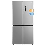 Comfee' 474L Nevera Grande, Frigorifico Americanode 4 Puertas, Vario Box | Temp Ajustable, Pantalla Externa, Control y Monitoreo en Puerta sin Abrir, Cajón de Verduras, Plateado, RCF470LS2EU(E)
