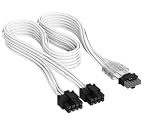 Corsair Elite Premium Type 4 Cable PCle de 2x 8-pin a 12V-2x6 600W con Funda Individual – Diseño Paracord de Malla de Triple Capa, Compatible con las PSU Type 4 – Blanco