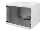 DIGITUS Armario de red, rack de 19 pulgadas 7 U, Sin montar, Montaje en pared, 400 mm de profundidad, Carga 60 kg, Puerta de cristal, Gris