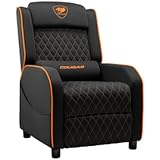 COUGAR Ranger One - Sofá para Juegos, Tela Tejida Transpirable, Bolsillo Lateral de Almacenamiento, reposacabezas y Almohada Lumbar, diseño Ajustable, hasta 150 kg de Capacidad, Color Negro y Naranja