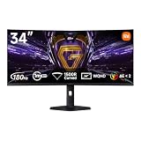Xiaomi Monitor Gaming Curvo 2K 34 Pulgadas,180Hz,1ms GTG,1500R,C34WQDA-RGGL | Free Sync Premium, HDR 400, 21:9, 100% sRGB, 95% DCI‑P3, △E  2, Certificación TÜV Luz Azul Reducida (HDMI 2.0/DP 1.4)