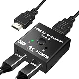 Yeecka HDMI Splitter Switch HDMI 4K@60Hz Aluminio Conmutador Bidireccional 2 Entrées 1 Sortie Soporta 4K 3D 1080P HDCP2.2 para TV, BLU-Ray, PC, PS5, Xbox(Incluir Cable)