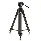 Benro KH25PC - Trípode de Video con Cabeza, Carga útil de 15 Libras, Arrastre panorámico Continuo, Placa de cámara antirrotación (KH25PC)