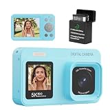 Cámara digital de doble pantalla 5K mejorada, cámara de fotografía Vlog de 80 MP para YouTube, campus, viajes, cámara compacta de apuntar y disparar para adolescentes y principiantes con enfoque