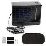 Ventilador evaporativo portátil para coche, sistema de refrigeración por agua y hielo con velocidad ajustable, kit de ventilador de CA de vehículo de bajo ruido, 3-5 horas de funcionamiento, negro
