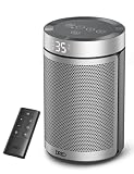 Dreo Calefactor Bajo Consumo 34 dB Silencioso, Estufa Eléctrica Cerámica PTC 1500W con Termostato, Protección Sobrecalentamiento y Vuelco, Temporizador 12H, Calefacción para Dormitorio, Atom 316 Plata