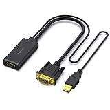 BENFEI Adaptador VGA a HDMI con Audio, Conversor VGA Macho unidireccional a HDMI Hembra Conexión de Computadora Portátil, PC, TV Box con Salida VGA a HDTV, Monitor, Proyector con Entrada HDMI