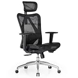 SIHOO M57 Silla Oficina Ergonómica De Malla, Soporte Lumbar, 150 Kg, Negro | Reposacabezas Ajustable, Reposabrazos 3D, Malla Transpirable de Respaldo Alto, Bloqueo Inclinación, Base Aluminio Reforzada