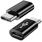 Mepsies Adaptador Micro USB a USB C 2 Pack, Adaptador USB C Macho a MicroUSB Hembra Compatible con Samsung Galaxy, Huawei, USB-C Teléfonos, Tableta PC y Más (Negro)