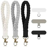 Mabor Correa de muñeca para teléfono, 3 piezas de cordón para teléfono celular con pestaña de sujeción, llavero, dije de pulsera, cadena de teléfono antipérdida para mujeres y hombres