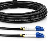 Elfcam® - Cables de Fibra Óptica Blindados LC/UPC a LC/UPC OS2 Monomodale Duplex 9/125um LSZH, para Instalaciones en Exteriores e Interiores, Negro, 50M