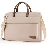 RAINYEAR Bolso de hombro para Computadora Portátil de 15,6 Pulgadas Compatible con Chromebook para Computadora Portátil, Maletín de Mensajero de Poliéster con Asa y Correa para el Hombro, Caqui