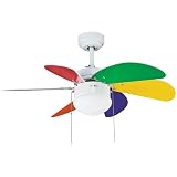 ELS Ventilador Techo Modelo Tabit Blanco - Multicolor Motor AC 6 Palas 1xE27
