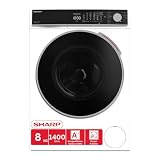 SHARP Lavadora ES-WNFL814CWDA-DE | 8 kg | 1400 rpm | A -20% de eficiencia energética | WiFi | vapor | AllergySmart | LED Touch | AquaStop | Advanced Inverter | DoubleJet | Blanco