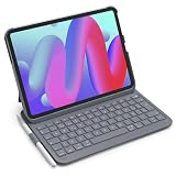 Inateck Funda con Teclado iPad A16/10ª Gen, Ultraligera 427g | Para iPad Air 11' M4/M3/M2, Air 5/4, Pro 11', porta lápiz oculto, QWERTY, AirTap, Gris