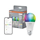 OSRAM SMART+ Bombilla RGB (pack de 2, E27, 14W) – 16M colores – blanco