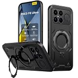 KANSi Funda para Xiaomi Poco F8 Ultra, Anti Golpes Carcasa Protectora Resistente con Anillo Soporte Giratorio - Capa Negro