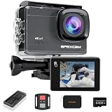 Apexcam M90 Cámara Deportiva 4K64MP con 64G Tarjeta Cámara de Acción EIS con Pantalla Táctil Wifi 8X Zoon Cámara Sumergible Subacuática 40M y Mando a distancia con Dos 1350*baterías y Otros Accesorios